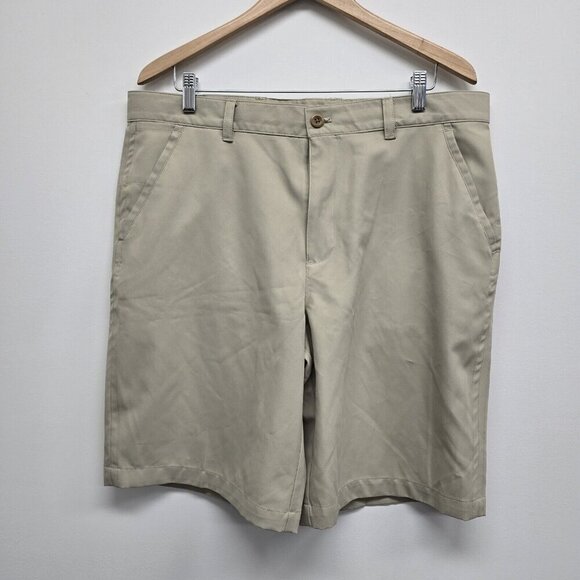 Izod Other - IZOD Golf Performance Shorts Men's Size 36 Beige Flat Front Chino Stretch Casual